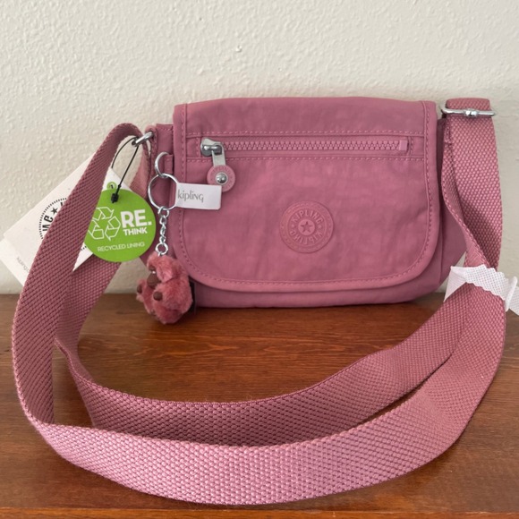 Kipling Handbags - Kipling Sabian Crossbody Bag Sweet Pink Mauve Monkey Charm NWT
